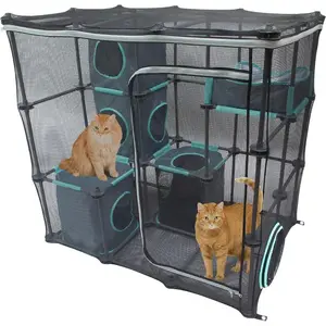 Kitty City  Catio Furniture and Play Kits for Cats,  Mega Kit Foldable Pet Dog Stroller with Storage DIY Outdoor Enclosure Platforms