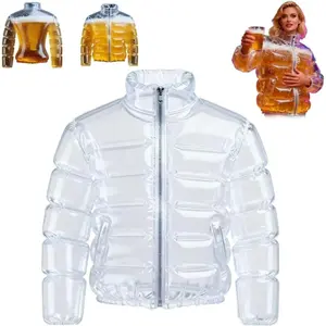 Funny Beer Jacket Transparent Party Costume, Durable Leak-Proof Wearable Drink Cover, Ideal for Festivals & Celebrations, No Beer Included