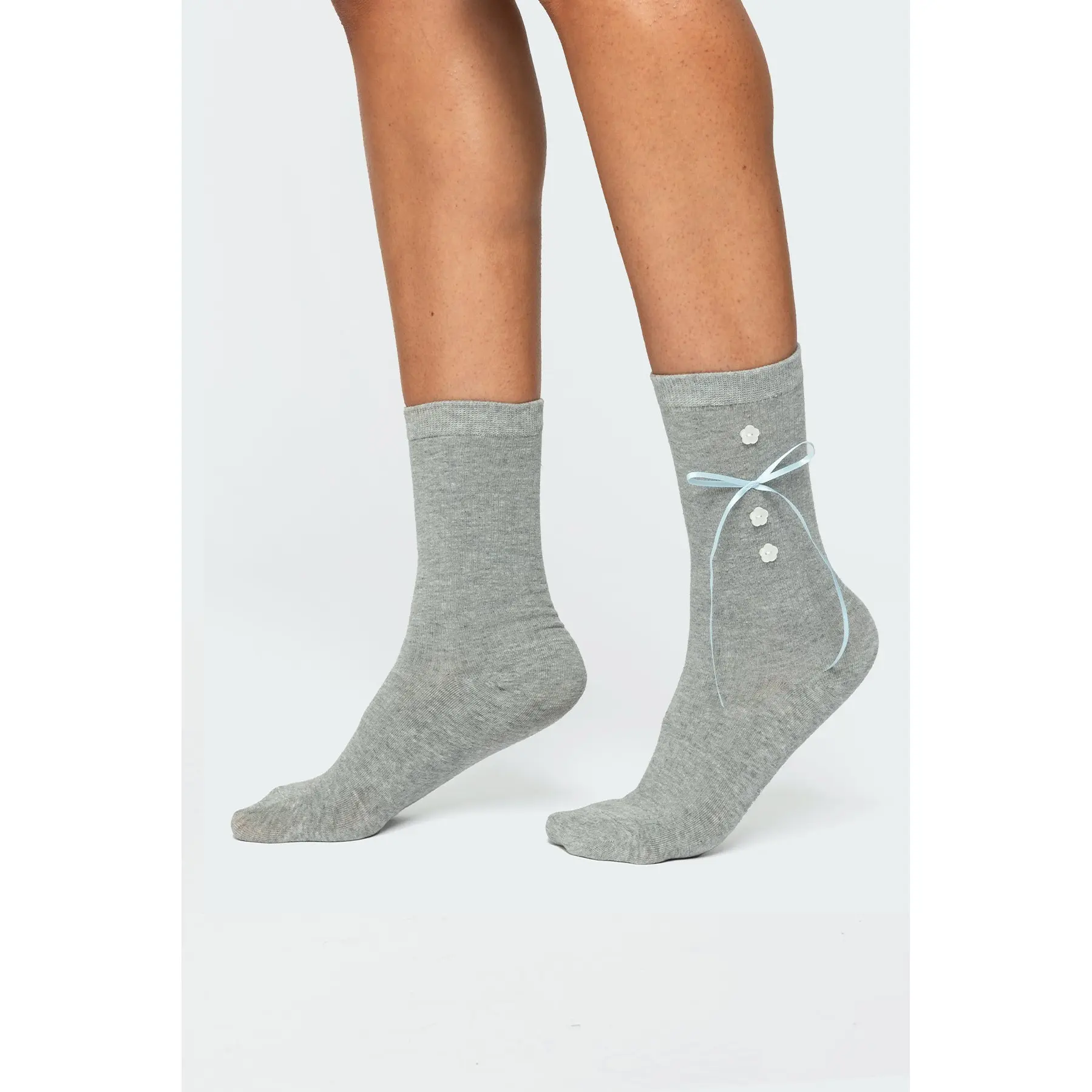 Ribbon & Flower Button Socks