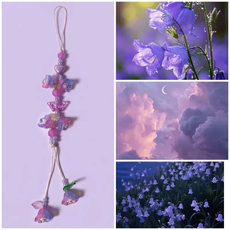 Y2K Purple Lily-in-the-Valley Charm, Handmade Quality Cute Accessory for Phones, Bags Cameras