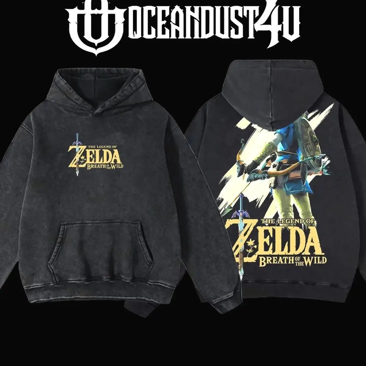 OceanDust4U The Legend of Zelda: Breath of the Wild Hoodie 100% Premium Cotton Oversized Fit Pre-Washed Unisex Classic Top American Made Menswear BBH