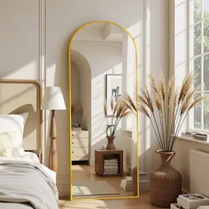 Full Length Mirror, 57"X19" Arch Floor Mirror, Floor Standing Mirror Freestanding Arch Full Body Mirror With Stand For Bedroom, Hanging Mounted Mirror For Living Room Cloakroom Home Decor Back To School Room Decor School Supplies