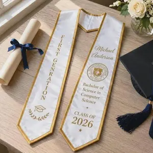 Custom Your Design Text Logo Graduation Stole, Personalized Graduation Print Sash with Name, Class of 2026 Nursing Stole, First Generation