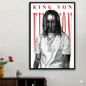1pc Wall Art - King Von "Welcome Back" Album Cover Poster, Contemporary Modern Decor for Bedroom, Living Room