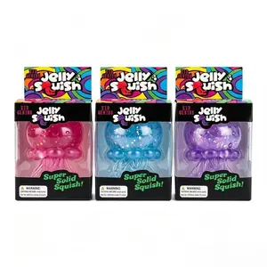 KIDGENIUS Glitter Jellyfish Squishy Toy - Super Soft Slow Rise Fidget Toy, Stress Relief ASMR Sensory Toy for Kids Adults, Cute Calming Toy for Autism ADHD, Perfect Party Favor Gift