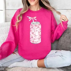 Coquette Diet Coke Sweatshirt – Cute Pink Bow & Floral Soda Tee, Trendy Coke Lover Gift with Vintage Aesthetic.