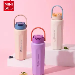 MINISO Insulated Cup Cold & Hot Retention Portable Large Capacity Water Bottle 500ML/16.91oz Flask Lid with Straw For Office Home Car,Food Grade Material,Leak Proof Lid,Ergonomic Design,Holiday & Holiday Haul Drinkware#Summervibes