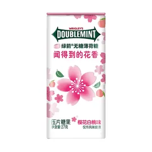 DOUBLEMINT Sugar-Free Sakura Peach Blossom Mint Candies 27g - Floral Scented Breath Freshener, Approx. 35 Pieces