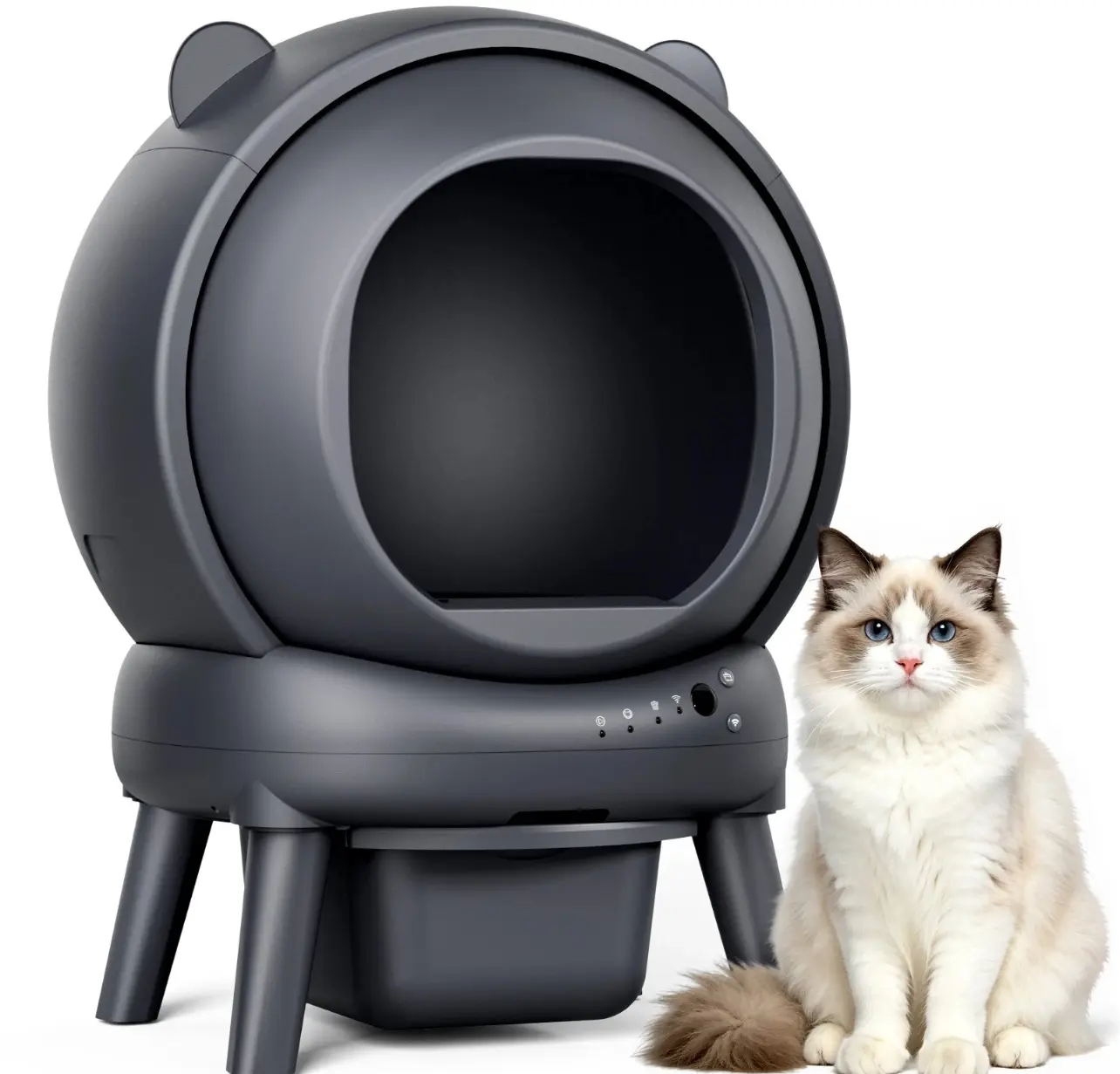 Pupetpo Smart Automatic Self Cleaning Cat Litter Box Odor Control Large Space