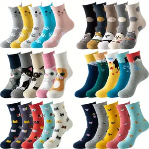 5/10/15 Pairs Spring&Autumn Cute Novel Animal Sweat Absorbent Casual Mid-tube Socks Tubesocks Menswear