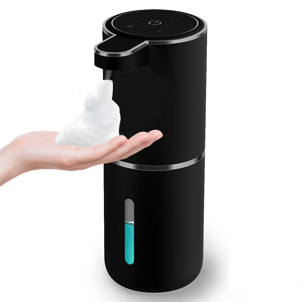 Touch Control Automatic Foaming Soap Dispenser,Touchless Foam Hand Soap Dispenser with 4 Adjustable Foam Volume, IPX5、IPX67 Waterproof Wall Mount Sensor Foam Dispenser for Bathroom Kitchen Hotel