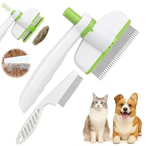 XANGNIER Pet Hair Removal Comb One-Click Self-Cleaning Grooming Brush, De-Shedding Comb for Short & Long Hair, Pet Grooming Supplies for Cats & Dogs