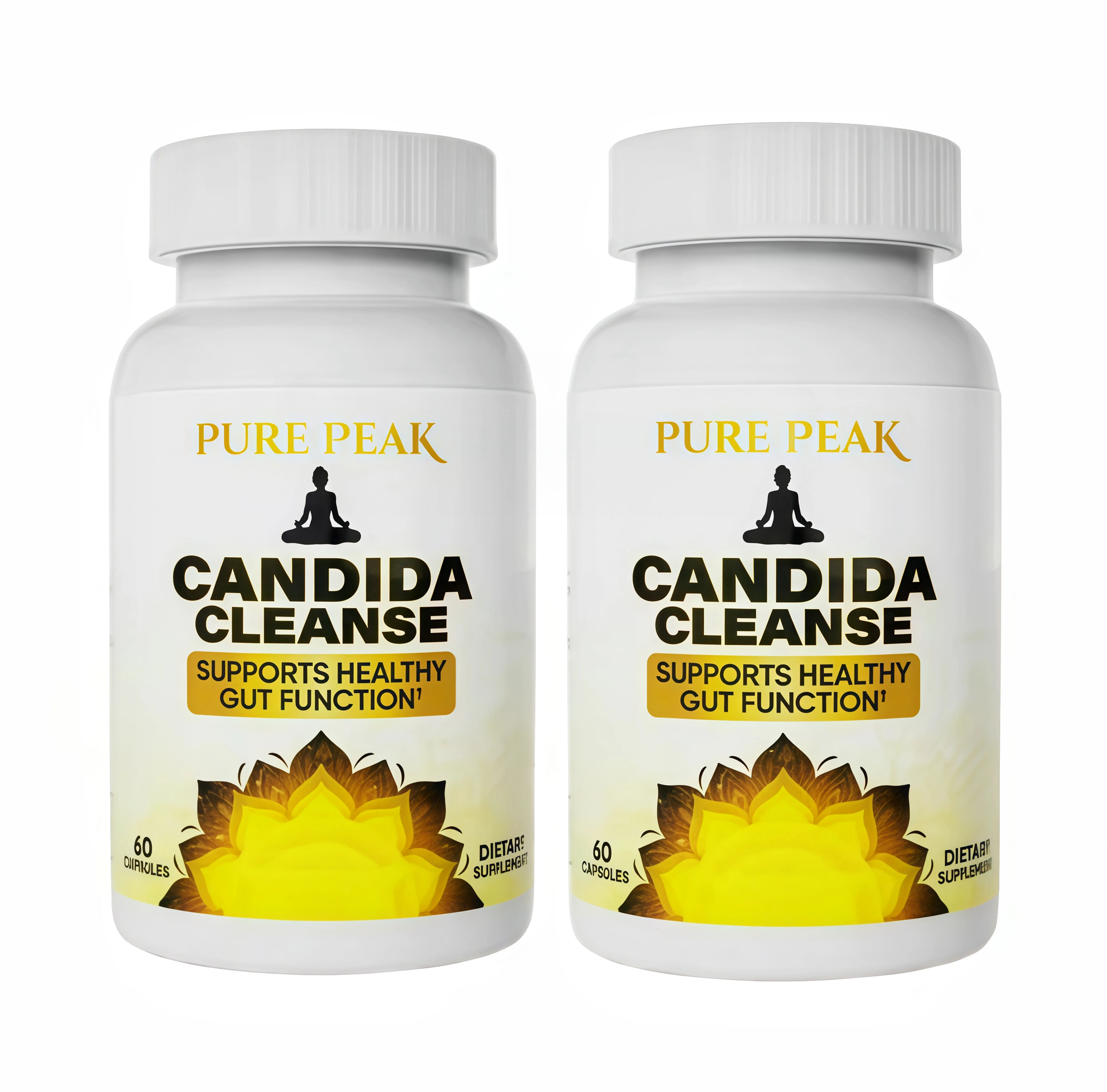 2 Botte Pure Peak Candida Cleanse Supplement -SI Supports Healthy Gut Function & Intestinal Balance, with Oregano, Caprylic Acid, LactoSpore Probiotics, Wormwood, Black Walnut - 60 Capsules