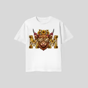 Sunflower Highland Cow Mom Tee