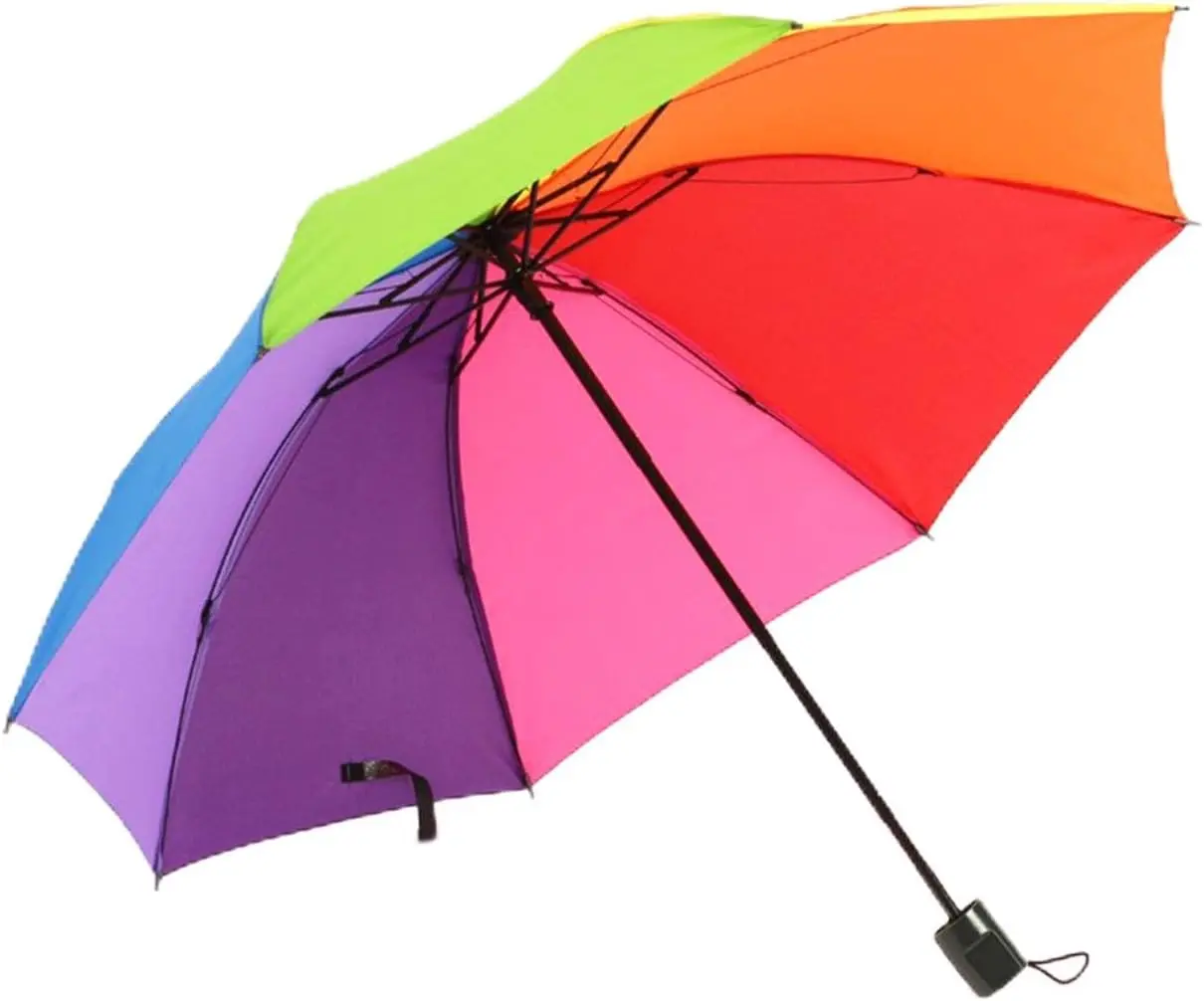 [Summer Sale Deals] 8 Rib Rainbow Umbrella Portable LGBT Pride Umbrella Collapsible, Compact and Durable, Lightweight and Cute Travel Rainbow Umbrella For June Pride Month Colorful