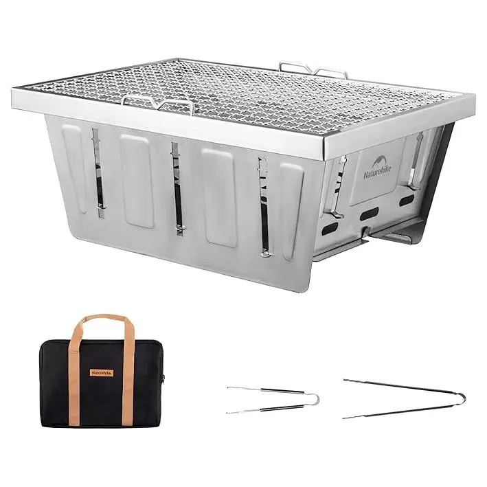 Naturehike Portable Charcoal Grill for IGT Table, Folding BBQ Grill with Tongs & Carry Bag, Lightweight Camping Grill for Outdoor Cooking & Tailgating