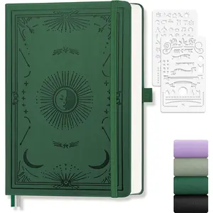 Dotted Journal for Women Men, 192 Pages A5 Notebook Journal, Hardcover Notebook with 100Gsm Thick Pages, Leather Note Book for Writing, Travel, Business, Office, Prayer 5.7 x 8.3, Dark Green