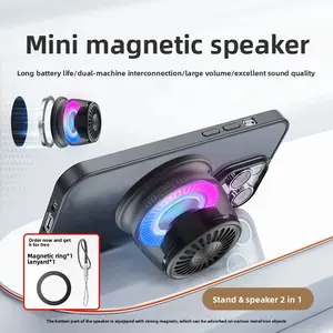 Ausbilew Cool Mini Magnetic Suction Sleep Speaker with RGB Lighting for Outdoor Cycling Hiking and Party High Volume Small Size Mobile Phone Support