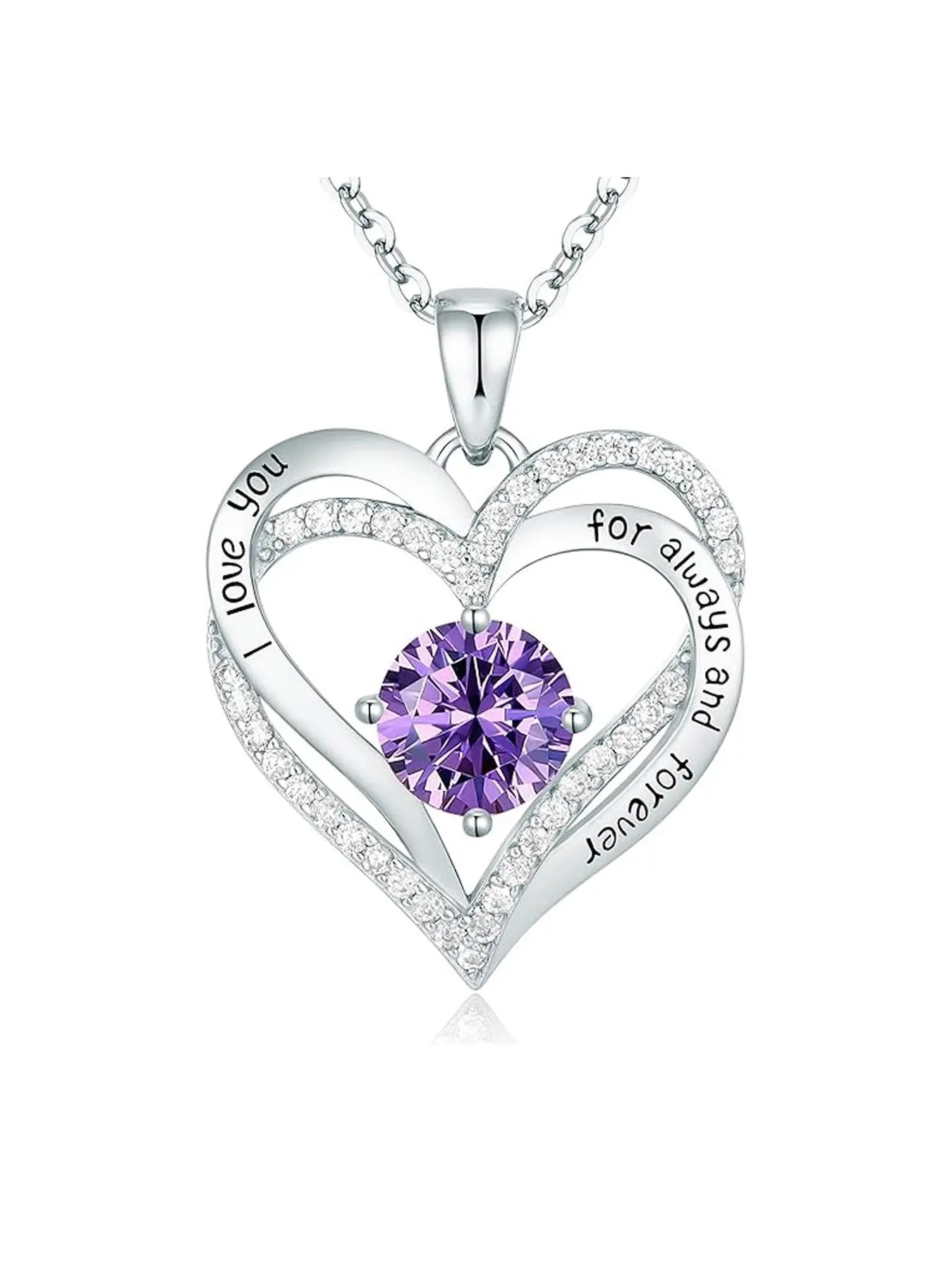 Rose Gold Pendant Necklace, Heart Crystal Diamond 'i Love You Forever' Necklace, Heart Shaped Necklace, Hearts Pendant Necklace, Gift for Girlfriend, Mother, Daughter, Wife