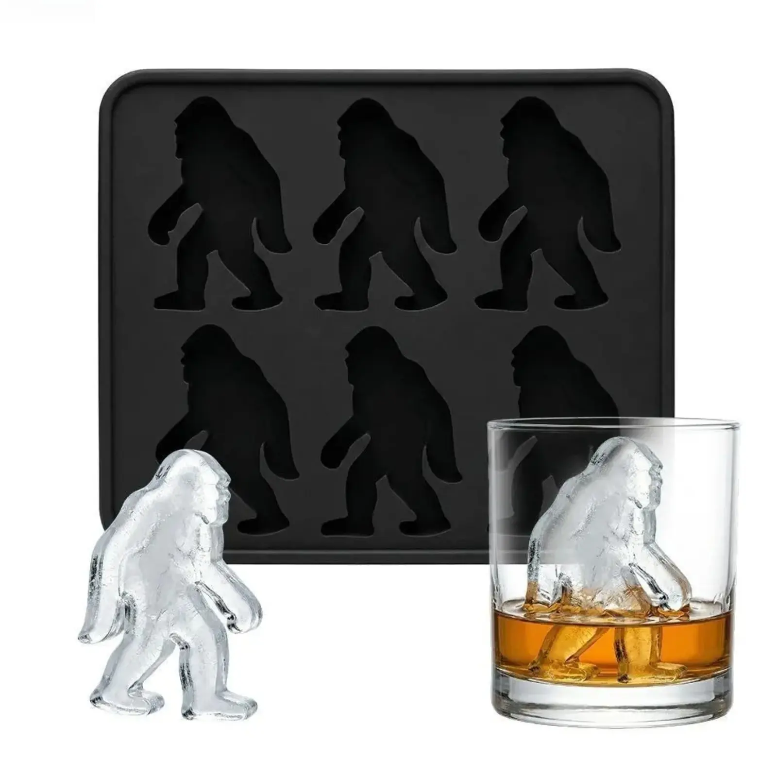 Bigfoot Silicone Ice Cube Tray Funny Sasquatch Shape Popsicle Maker Flexible Rubber Freezer Mold Halloween Party Drinks Kitchen Cocktail Summervibes