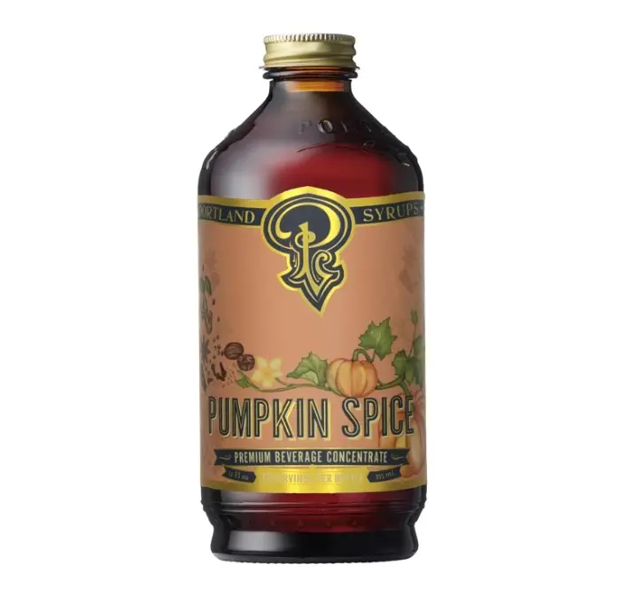 Portland Syrups Pumpkin Spice Syrup - Organic Pumpkin & Ginger Coffee Syrup for Lattes, Mocktails, & Baking - Rich Flavor - Organic Cane Sugar - Natural Ingredients - 12 oz Bottle, 12 Servings