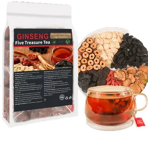 ginseng renal tea Ginseng Five Treasures Tea, 5-in-1 Herbal Tea Blend with Goji, Jujube, Mulberry & Roasted Barley, Caffeine-Free Daily Wellness Tea, 30 Bags