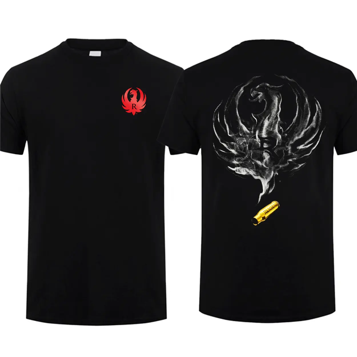 Ruger Bullet Smoking T-Shirt American Firearms Cotton T-Shirt Graphic Tactical Tee Western Fashion Gift For Him For Her