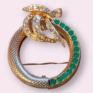 Vintage Napier Jade Signed Adjustable Brooch