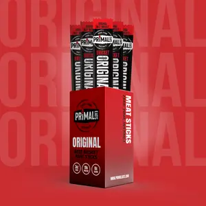Primal Eats Original Grass-Fed Beef Brisket Meat Sticks - 19g Protein, No Sugar, Gluten-Free, Paleo & Fitness-Friendly, Naturally Fermented, Dry & Dried Snack
