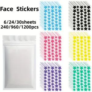 240/1200pcs Six-Color Star Acne Pimple Patches, Skin Care Products, Deep-Cleansing & Concealing, Unisex, Suitable for All Skin Types, Breathable Design, Colorful Star Pattern, Invisible Protection, Easy Acne Coverage, Daily Oil Control