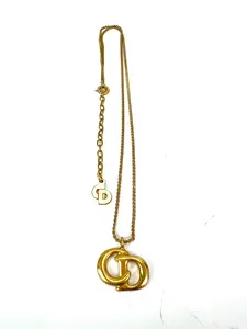 Pre-owned Christian Dior Gold Plated CD Pendent Necklace