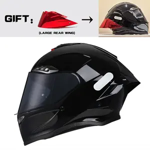 Nbtk Brand Full-Face Motorcycle Riding Helmet, A cool big spoiler as a gift.ECE Safety Certification.Abs Material with Eps Padding, Adjustable Ventilation, UV Protection, Unisex, 3C & Dot Certified, Durable Protective Gear