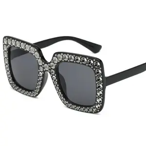 Oversized Square Rhinestone Sunglasses | Bling UV Protection Unisex Shades for Festival & Party