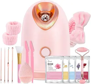 20 Counts Facial Steamer Spa Kit with 7 Skin Care Tools Nano Ionic Face Steamer for Deep Cleaning Unclogs Pores Home Sauna Self Care Gifts with Brush Cleansing
