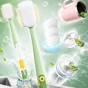 Multifunctional 5-in-1 Bottle Brush Kit, Push-Press Foaming Bottle&Straw Cleaning Brush, All-in-One Cleaning Tool for Baby Bottles, Nipples, Breast Pumps and Drinking Cups