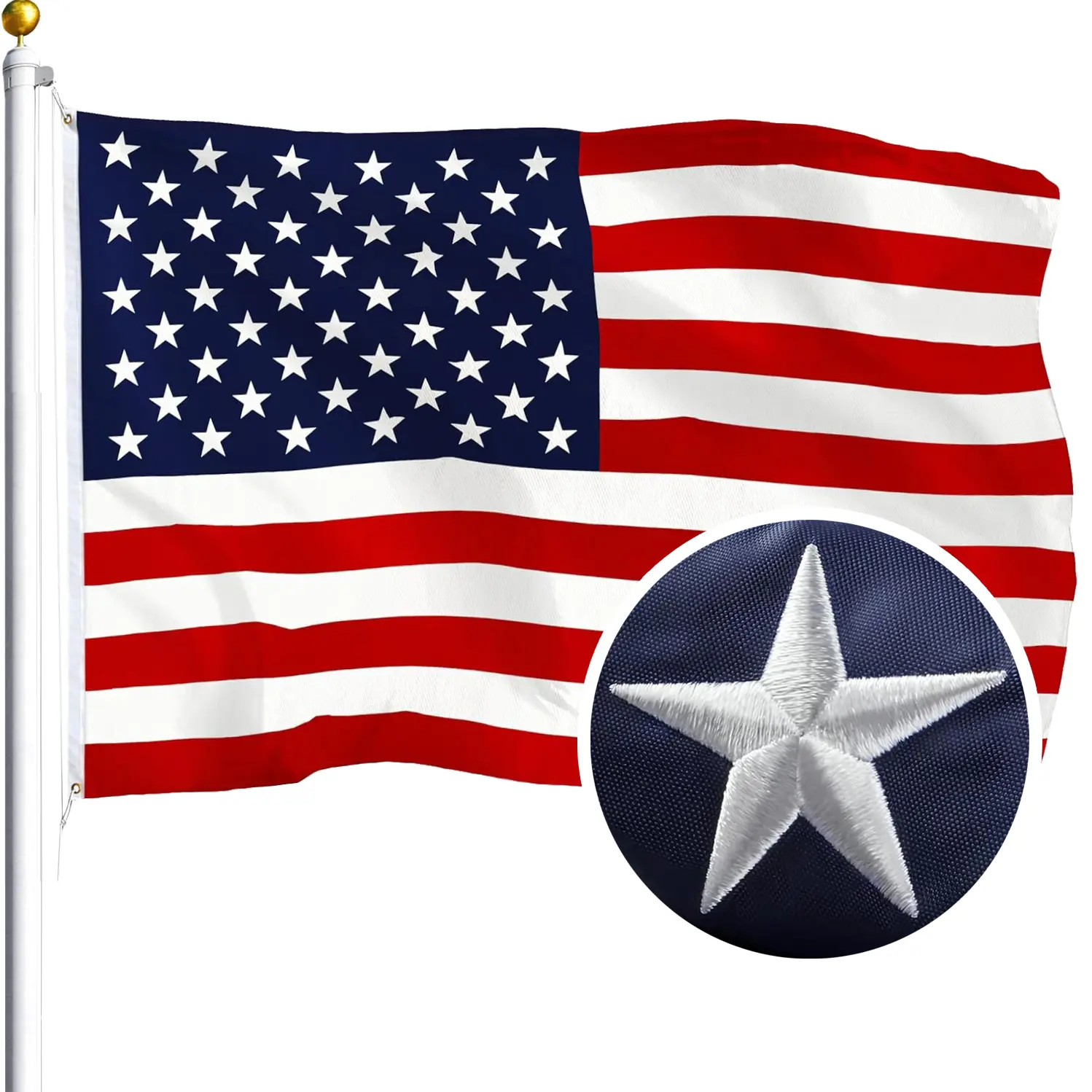 3x5 FT American Flag Heavy Duty Outdoor - 3D Embroidered Stars & Sewn Stripes -Premium 210D Oxford US Flag to Celebrate 1776-2026 Anniversary -  Waterproof & Fade Resistant for Veteran’s Day, Memorial Day, July 4th - Flag Only