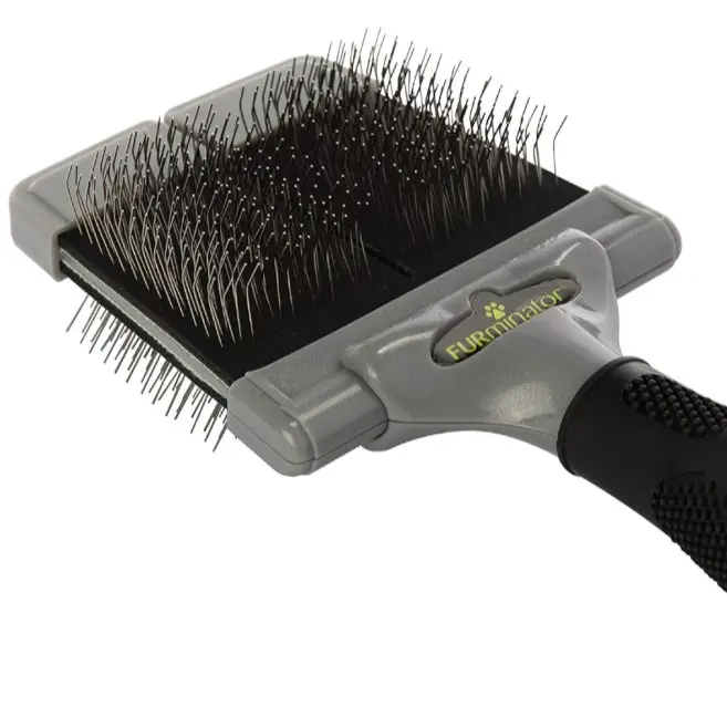 FURminator Large Firm Slicker Brush for Dogs Detangling & Grooming Tool Essential for Regular Grooming Sessions Hair Removal UPC 811794013462