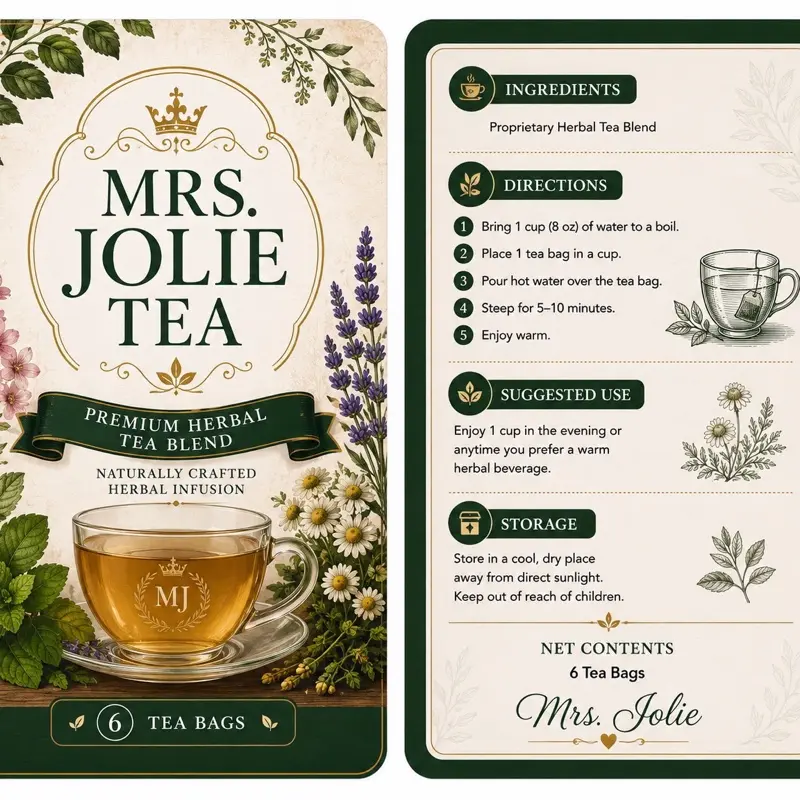 Mrs. Jolie Premium Herbal Tea Blend, 6 Tea Bags