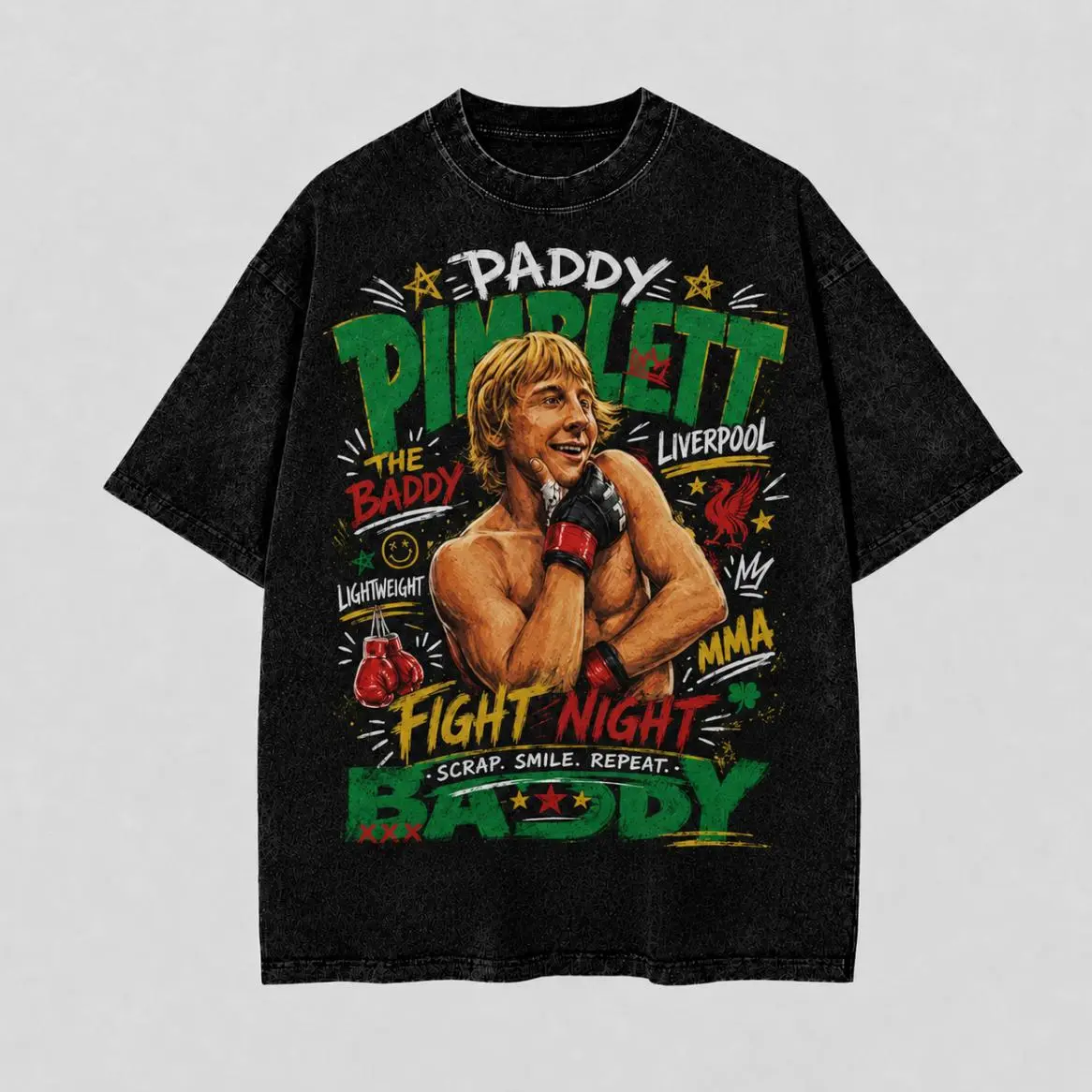 Paddy The Baddy Liverpool Fighter Retro 90s Graphic T-Shirt, Vintage Bootleg Unisex Washed Shirt, Gym Workout Hoodie, Sweatshirt, Gift for Fans