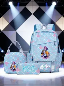 K-Pop Demon Hunter Backpack Set with Lunch Bag + Pencil Case, Cute Mermaid Scales Girl Schoolbag, Lightweight Travel Laptop Backpack