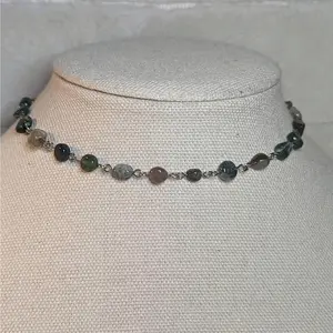 India Agate Crystal Wire Beaded Choker Necklace