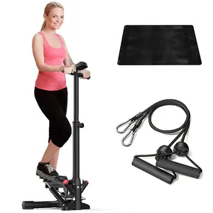 JX FITNESS Total Body 2-in-1 Smart Stepper Machine for Home with Handlebar and Resistance Bands, Total Body Workout, LCD Monitor, Non-Slip Pedals – 330 LB Max Weight