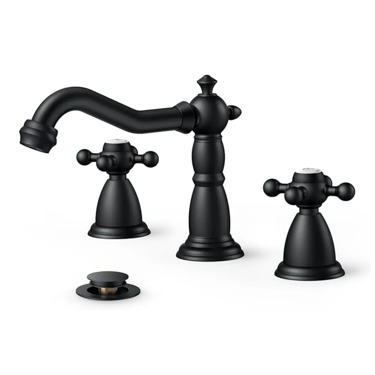 FORIOUS Vintage 3-Hole Oil Rubbed Bronze Double Handle 8-Inch Widespread Bathroom Faucet for Vanity RV Sink, with Metal Pop Up Drain and Supply Lines, Double Handle Faucet backtoschool