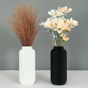 White matte plastic vase, black vase, Nordic Minimalism Style Home Decorative Vase for Wedding Party Bedroom Office Entryway Living Room & Bathroom Shelf Decor Centerpiece Table Decorations
