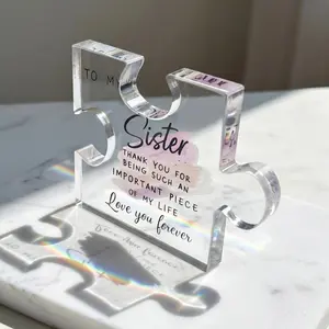 Acrylic Sisters Puzzle Plaque – Interlocking Friendship Keepsake Sign, Meaningful Gift for Sisters or Best Friends, Birthday Christmas Sister Decor