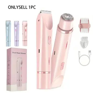Women's Electric Shaver & Bikini Trimmer 2-In-1, Underarm Trimmer, Leg Trimmer, High Quality Trimmer, Hair Removal, Body Hair Trimming, Smooth, Dual-Head, USB Rechargeable, Stainless Steel Blade, /blue/ Options, Durable, Portable Hair Trimmer