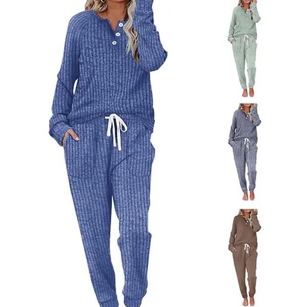WIHOLL Two Piece Outfits for Women Lounge Sets Button Down Sweatshirt Sweatpants Sweatsuits Set with Pockets