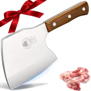 Meat Cleaver Heavy Duty Butcher - Axe Knife 6 Inch,Bone knife for Meat Cutting Axe Bone Chopper, Stainless Steel Thicken Blade & Wooden Handle, Gift Box for Men