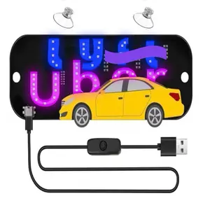 Car Interior Stickers Light Signs for Car, Glow Green Led Sign for Car Windshield, Decal Stickers with Suction Cups Flashing Hook Cab Indicator Illuminated Sign Decor, Switch Control by USB, Fit All Cars