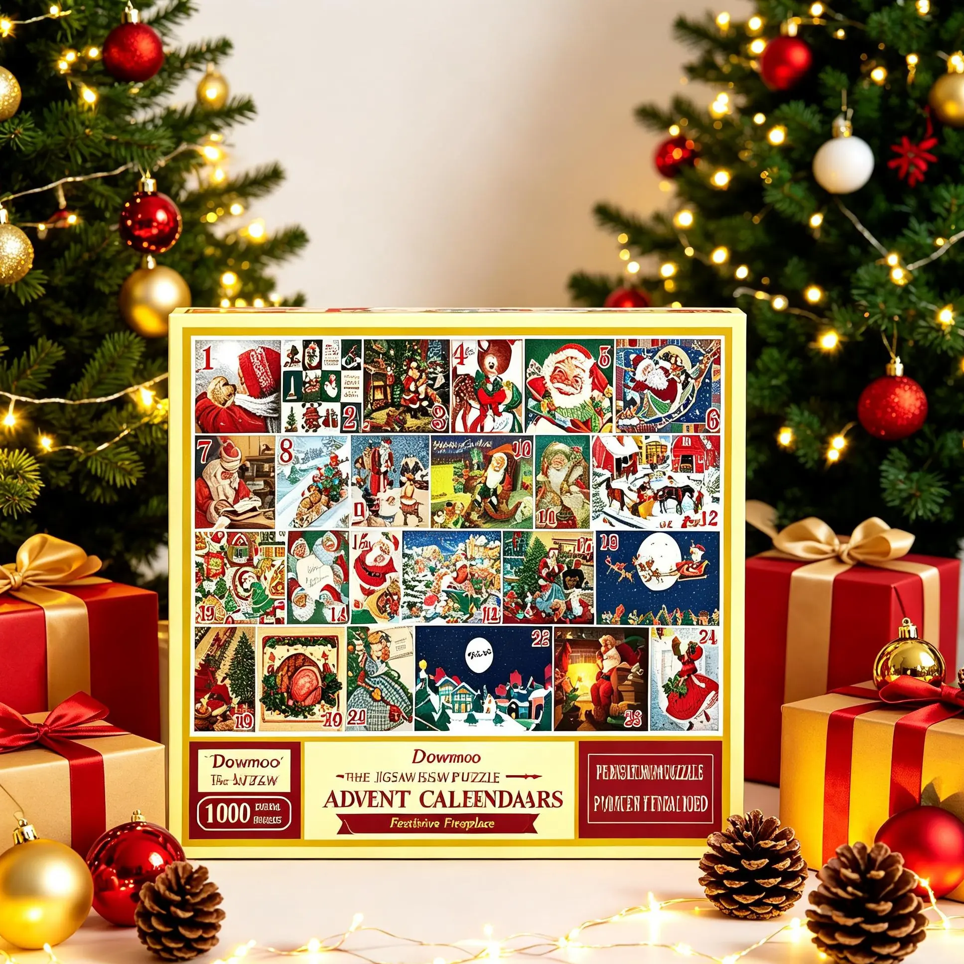 Dowmoo Christmas Advent Calendar Puzzle, 24-Grid Countdown Blind Box Toy, Creative DIY Gift for Kids